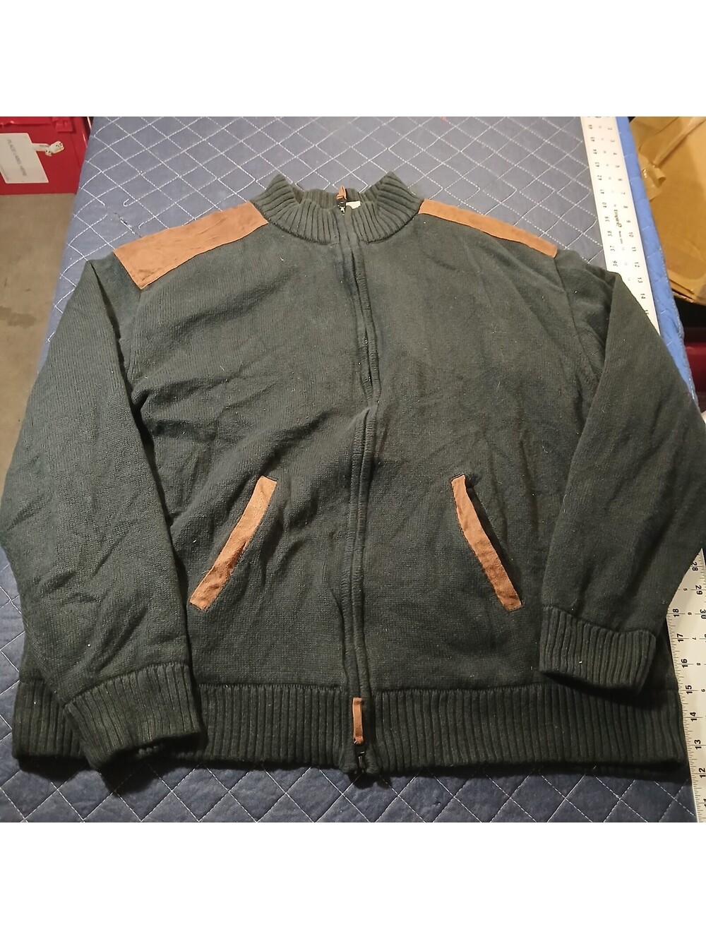 King Ranch Vintage Bomber Jacket Black Brown Zip Ribbed Casual Outerwear